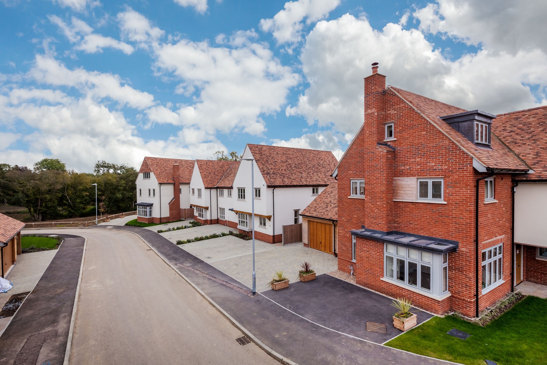 Elevated view of residential street